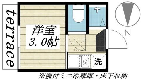 ポンデロッサ学芸大学(1K/1階)の間取り写真