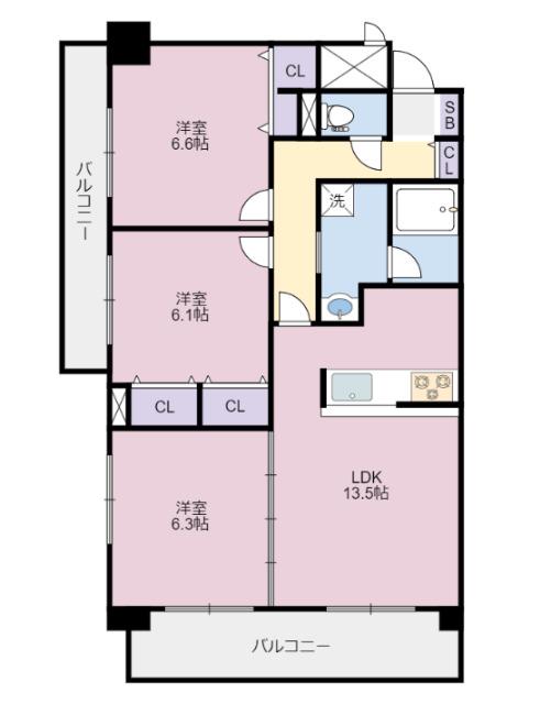 エスポワール(3LDK/5階)の間取り写真