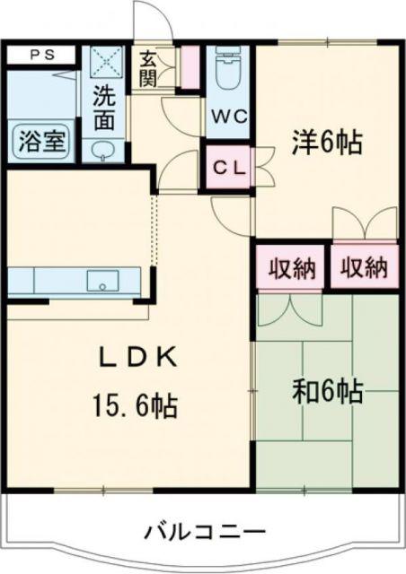 プロミネント伊勢中川 II(2LDK/3階)の間取り写真