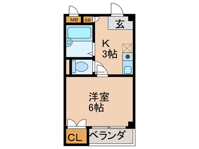 マンションスイーダー(1K/2階)の間取り写真