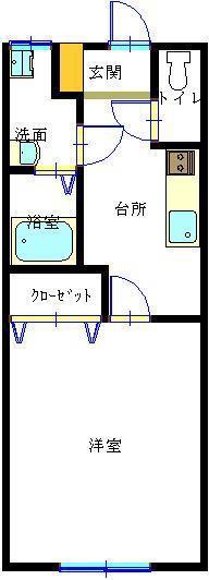 ユニティー郡山III(1K/1階)の間取り写真