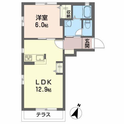 グランシャリオすずきB(1LDK/1階)の間取り写真
