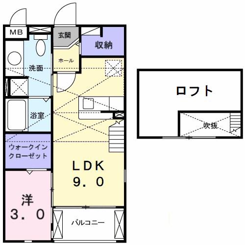グランツ・トマツⅡ(1LDK/2階)の間取り写真