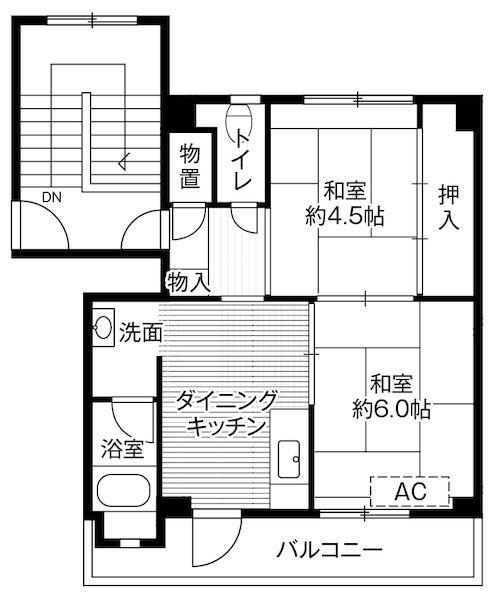 ビレッジハウス津沢2号棟(2DK/1階)の間取り写真