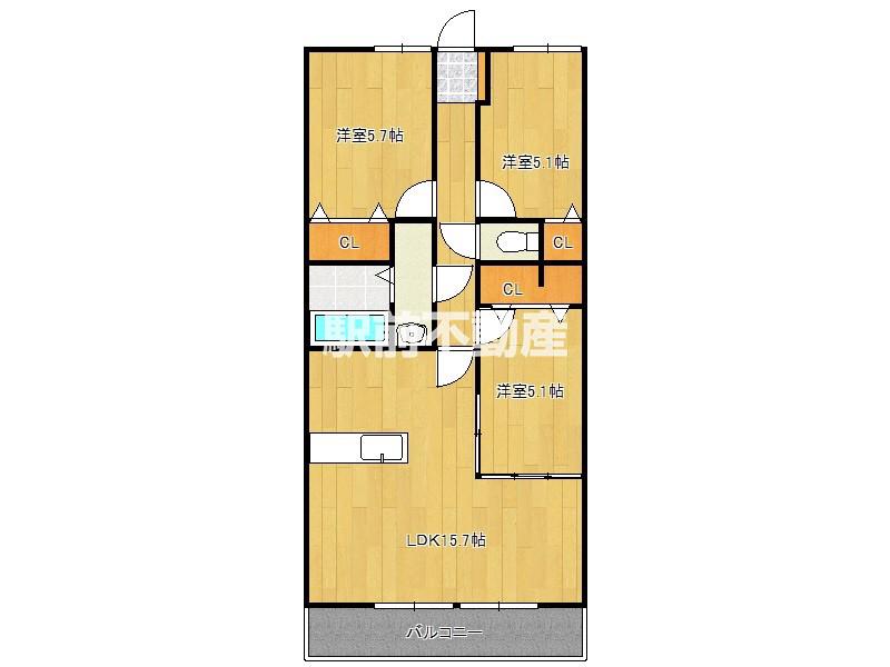 ハッピネス若葉台II(2LDK/2階)の間取り写真