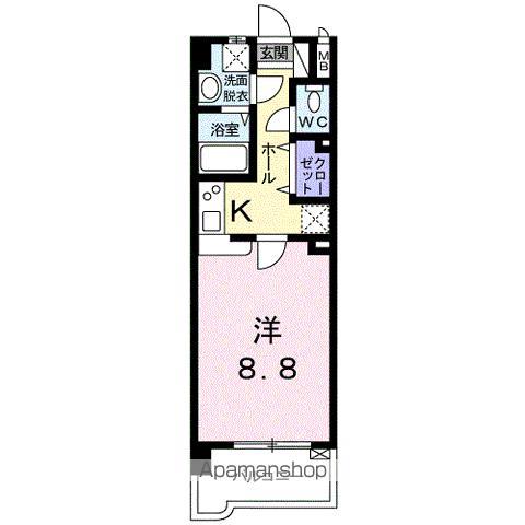 サントール(1K/4階)の間取り写真