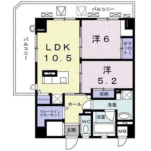 ボルダーズ(2LDK/4階)の間取り写真
