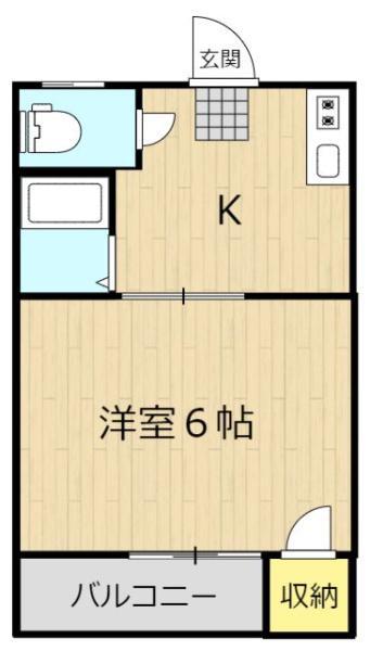 K&K田迎(1K/2階)の間取り写真