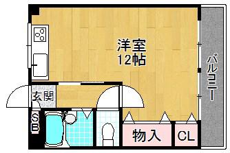 レオハイム田口(ワンルーム/3階)の間取り写真