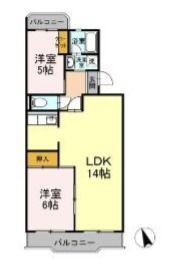 レジデンス白鳥(2LDK/2階)の間取り写真