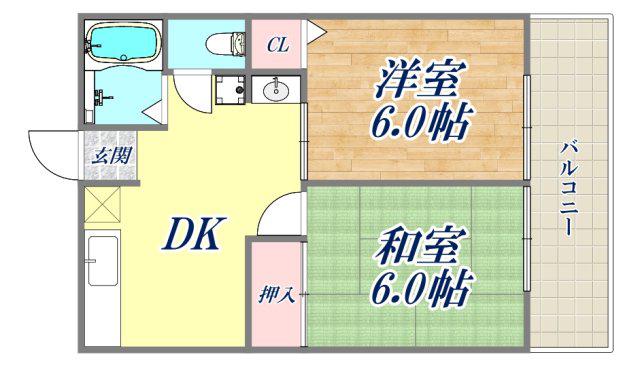 サンハイム(2DK/1階)の間取り写真