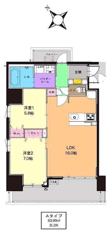 果樹園エスティー(2LDK/10階)の間取り写真