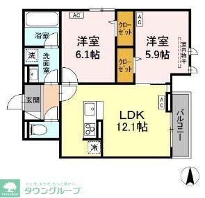 D-PRECIOUS深大寺東町(2LDK/2階)の間取り写真