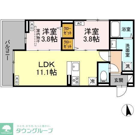 セレスティア新小岩(2LDK/2階)の間取り写真