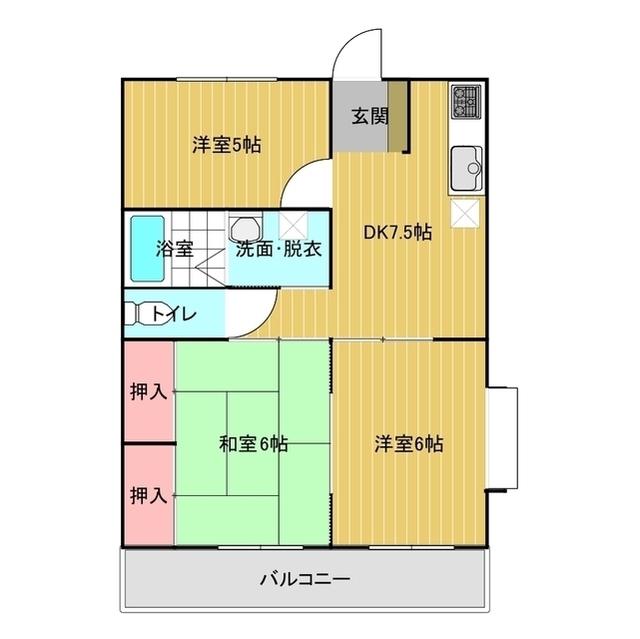 メゾングランドール柴崎(3DK/2階)の間取り写真