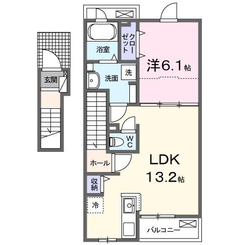 LUNA・III(1LDK/2階)の間取り写真