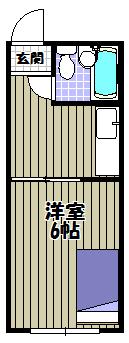 ヤングタウン(1DK/2階)の間取り写真