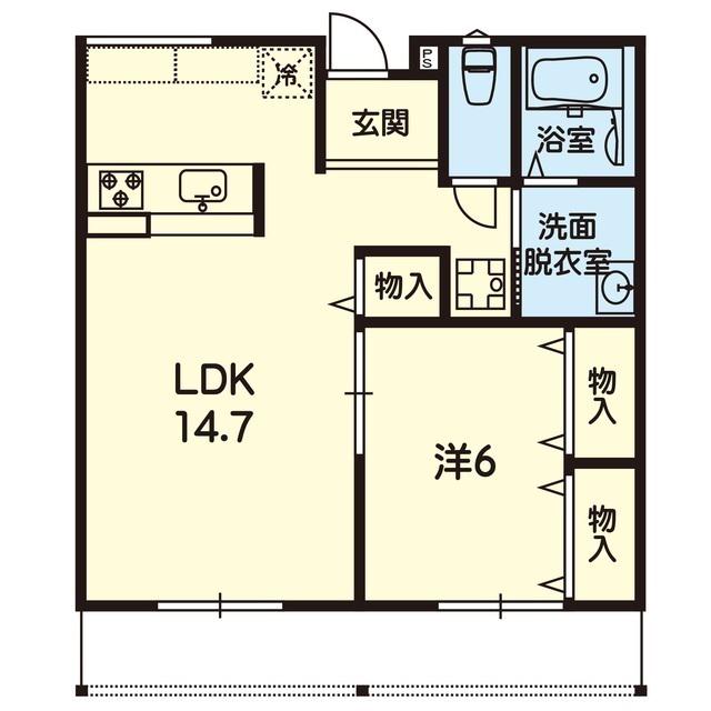 シルウァASO(1LDK/1階)の間取り写真
