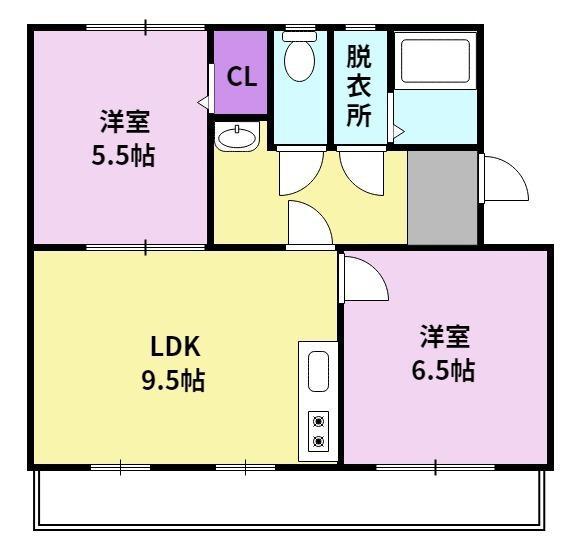 コンチェルト東合川Ⅰ(2LDK/1階)の間取り写真