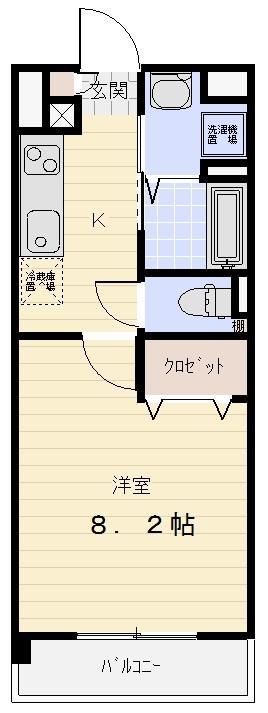 ブルースカイマンションX(1K/4階)の間取り写真