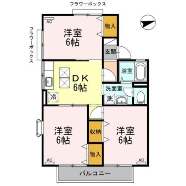 ドミール並木(3DK/1階)の間取り写真