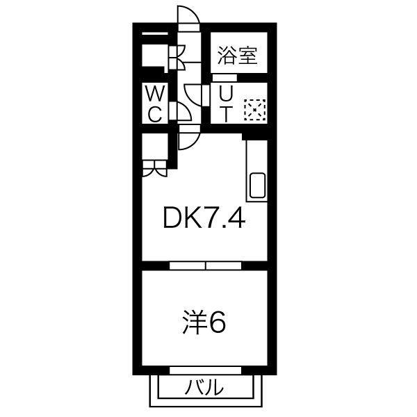 ヨーロピアンシャレー参番館(1DK/2階)の間取り写真