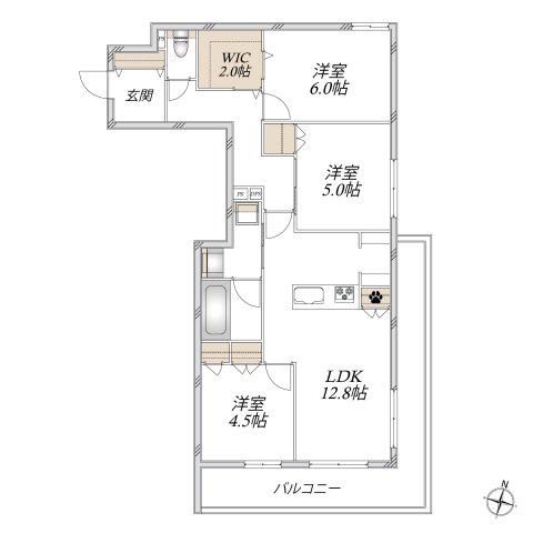 グランベルデ(3LDK/3階)の間取り写真