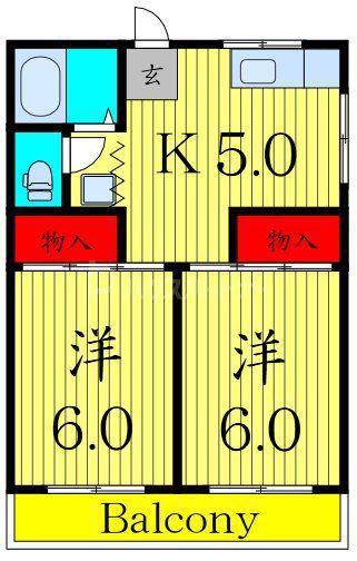 第一コーポ浅岡(2K/3階)の間取り写真