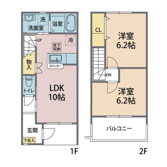 CHATAIGNE(2LDK/1階)の間取り写真