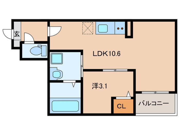JACK HANAIKEI(1LDK/1階)の間取り写真