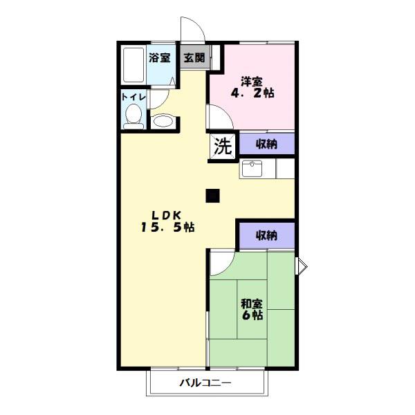 メゾンISHIBASHI(2LDK/2階)の間取り写真