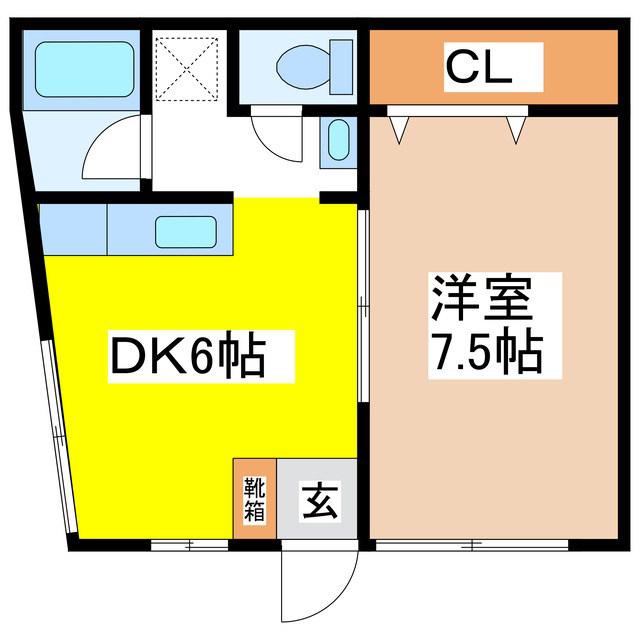 セブンリバーハウス(1DK/1階)の間取り写真