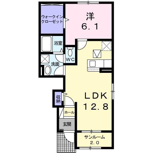 セレノII(1LDK/1階)の間取り写真
