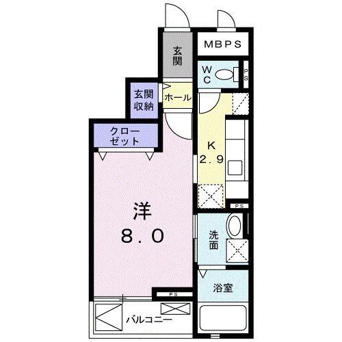 ヴィオーラ中町(1K/3階)の間取り写真