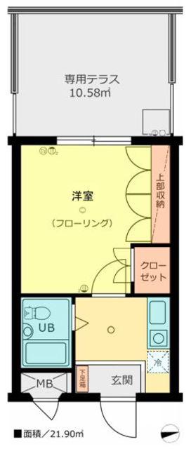 ロイヤルコート六本松(ワンルーム/1階)の間取り写真