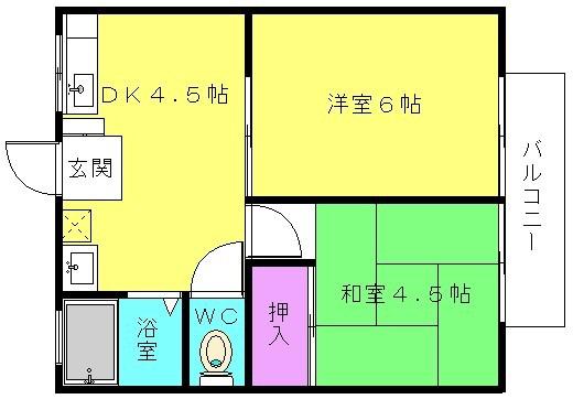 ラメール池田(2DK/1階)の間取り写真