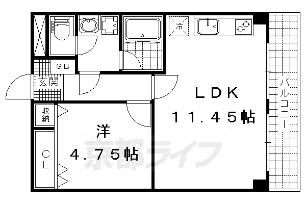京都スター・ビル(1LDK/6階)の間取り写真