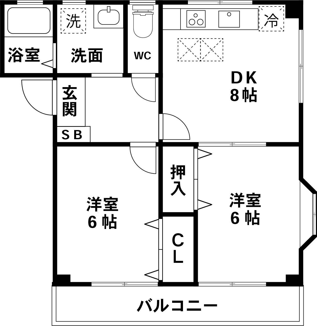 ラクラッセ(2DK/2階)の間取り写真