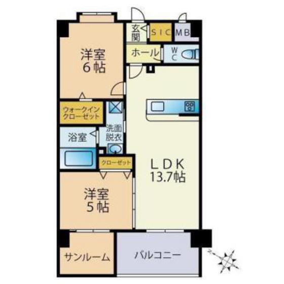 ETERUNO(2SLDK/6階)の間取り写真