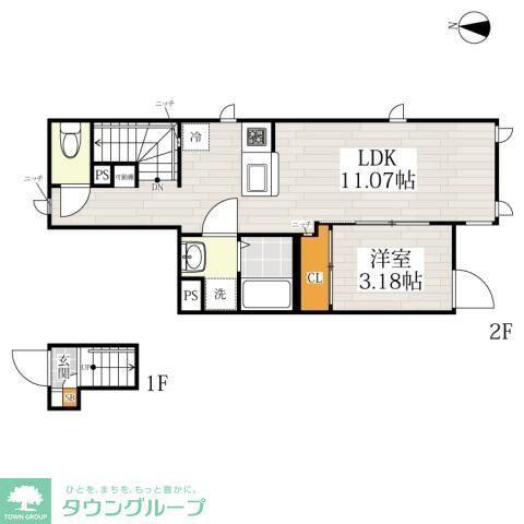 CB大岡山ヴェルデ(1LDK/2階)の間取り写真