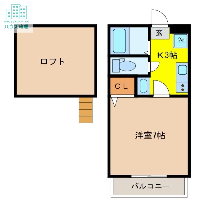 SIGNPOST戸石B(1K/2階)の間取り写真