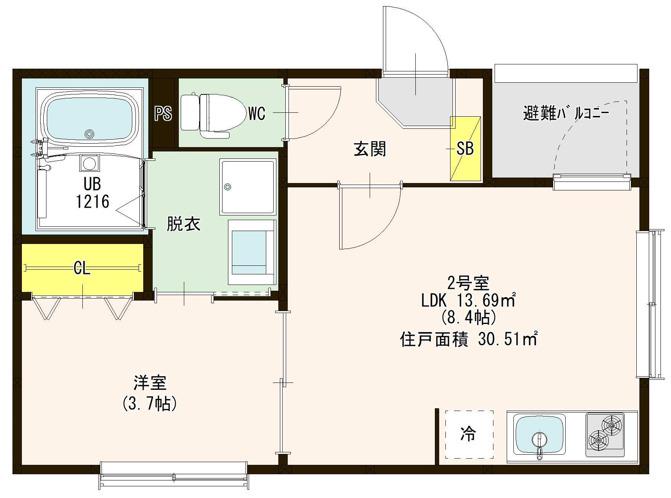 ハーモニーヒルズ豊田本町(1LDK/3階)の間取り写真