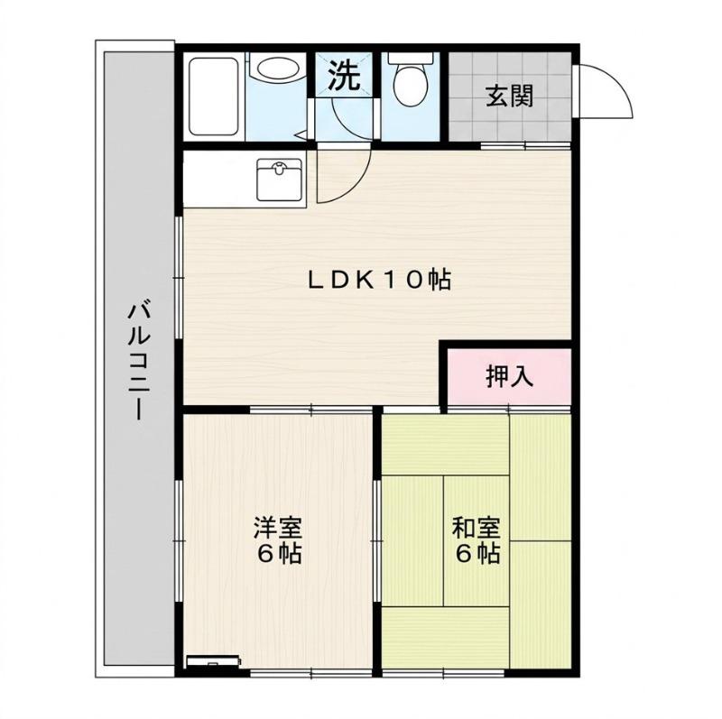 ハイツアサカ(2LDK/1階)の間取り写真