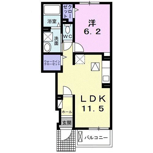フィオーレ カーサ(1LDK/1階)の間取り写真