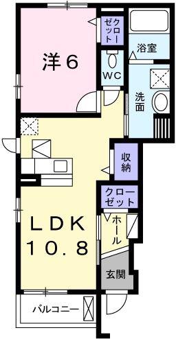 ソレイユ I番館(1LDK/1階)の間取り写真