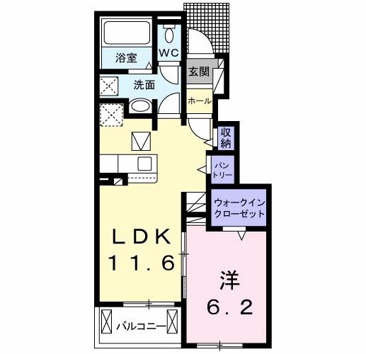 ティモアナII(1LDK/1階)の間取り写真