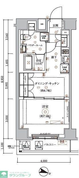 ARCOBALENO HASUNEII(1DK/4階)の間取り写真
