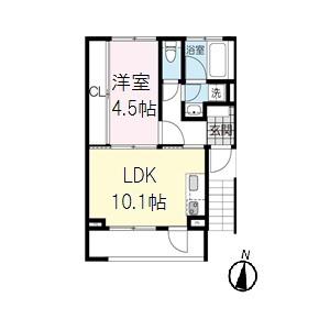 アーバンフラッツ五橋(1LDK/1階)の間取り写真