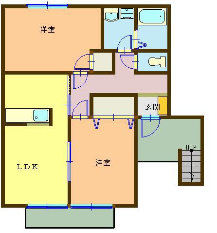 グランパパA棟(2LDK/2階)の間取り写真