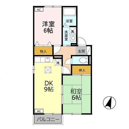セジュール築地B(2DK/1階)の間取り写真